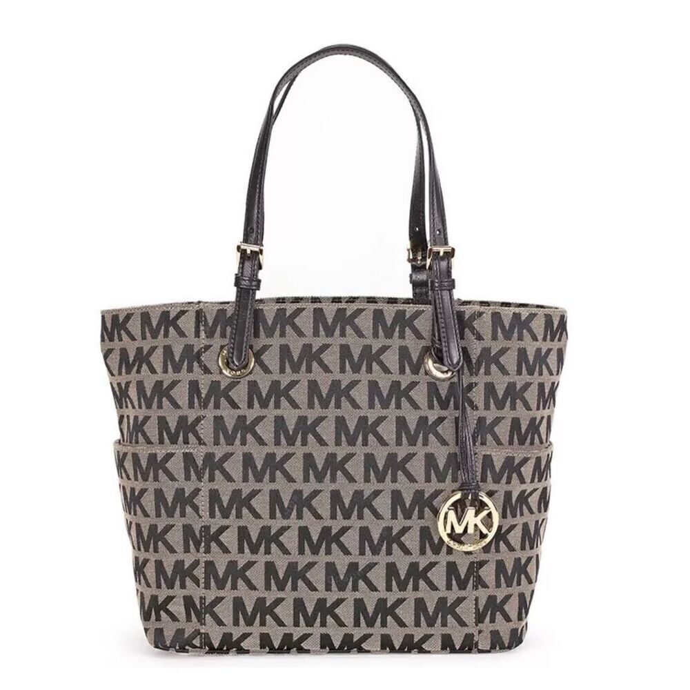 KORS Michael Kors Brown Logo Tote with Dark Brown Leather Trim